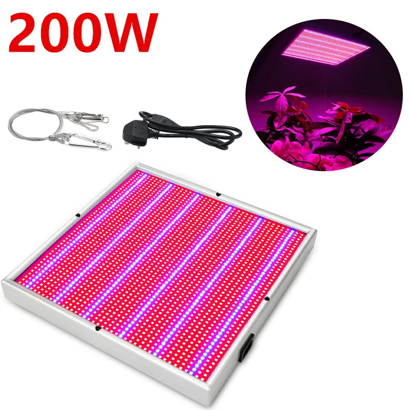 200W Светодиодный светильник для выращивания, полный спектр для выращивания в помещении, теплица, овощи, растительный светильник 200 Вт/300 Вт/400 Вт/600 Вт/800 Вт/1000 Вт/1200 Вт - Испускаемый цвет: 200W