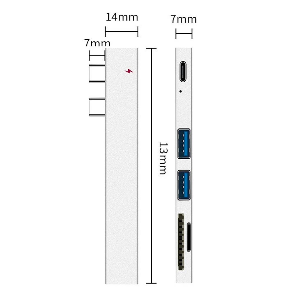 5 в 1 USB-C адаптер с 2 USB 3,0 портами SD устройство для чтения памяти type-C USB 3,0 концентратор для нового Macbook Pro Air USB-C