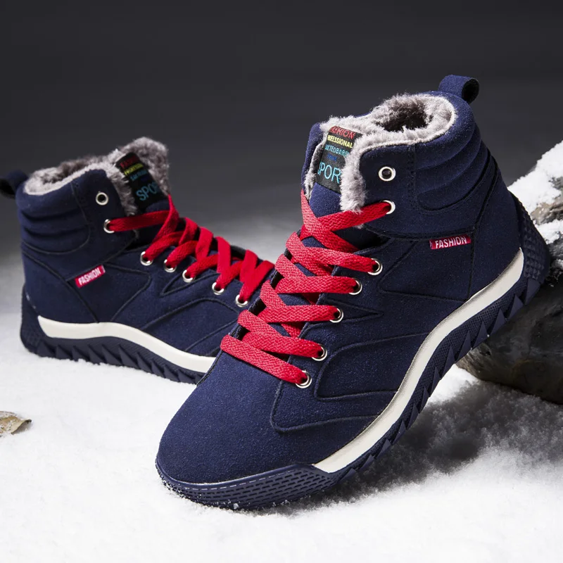 Men boots Men's Winter Shoes Fashion Snow Boots Plus Size Sneakers Ankle Black Blue Footwear | Обувь