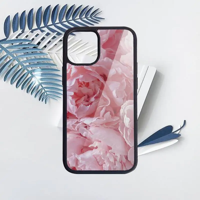 

Pink Purple Peony Flower Phone Case PC for iPhone 11 12 pro XS MAX 8 7 6 6S Plus X 5S SE 2020 XR Luxury brand shell funda