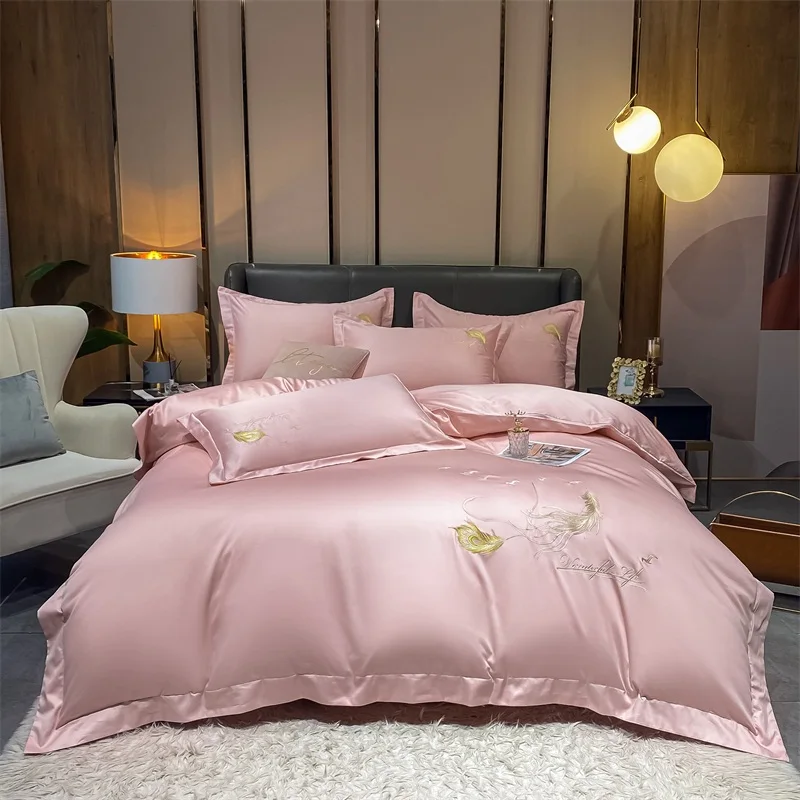 

Simple Phoenix Solid Embroidery Binding Bedding Set Kids Twin Queen 200x230 Size Duvet Cover Set Bed Cover Bedclothes For Home