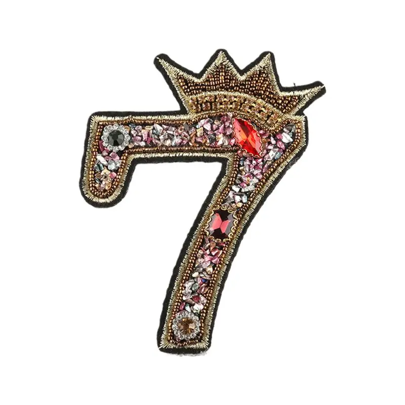 0-9 цифры патч Стразы бисером Корона шитье/Железо на аппликация значок DIY Декор |