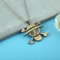 anime one piece luffy pendant necklace skull metal necklaces chain man choker long necklaces charm gifts jewelry collares