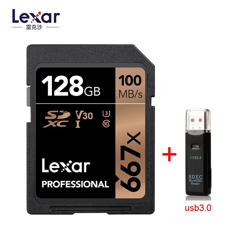 Lexar Профессиональный 667x SDXC UHS-I 64 Гб 128 ГБ 256 ГБ карты до 100 МБ/с. читать с возможностью поворота на 90 МБ/с. записи высокоскоростной Камера - Емкость: 128GB-usb3.0