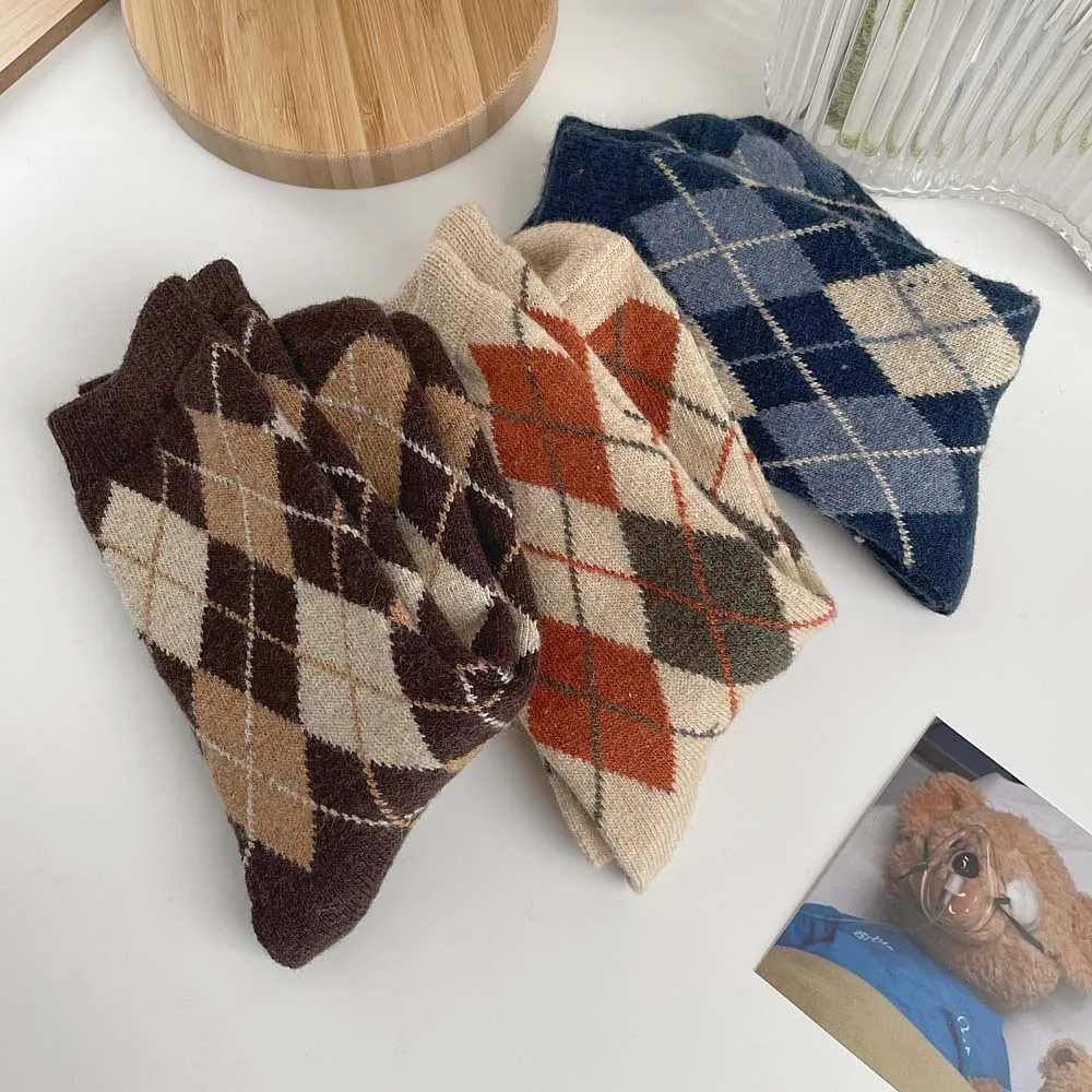 Носки для колледжа Lingge Детские осенне зимние носки средней длины утепленные