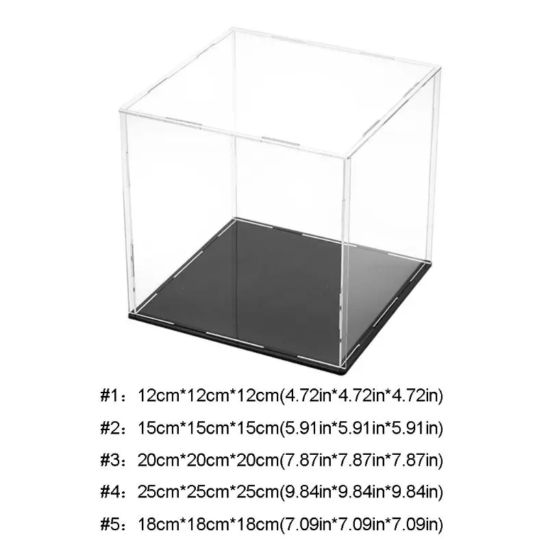 

Clear Acrylic Showcase Dustproof Black Base Model Toy Display Case Action Figures Collectibles Countertop Box