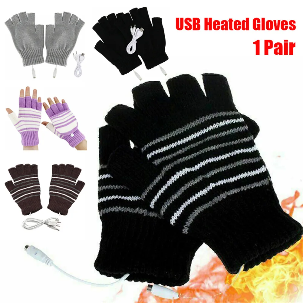 

1 Pair USB Knitted Heating Gloves Men Women USB Electric Heated Gloves 5v 18-21CM Warm Heating Gloves With USB Cable