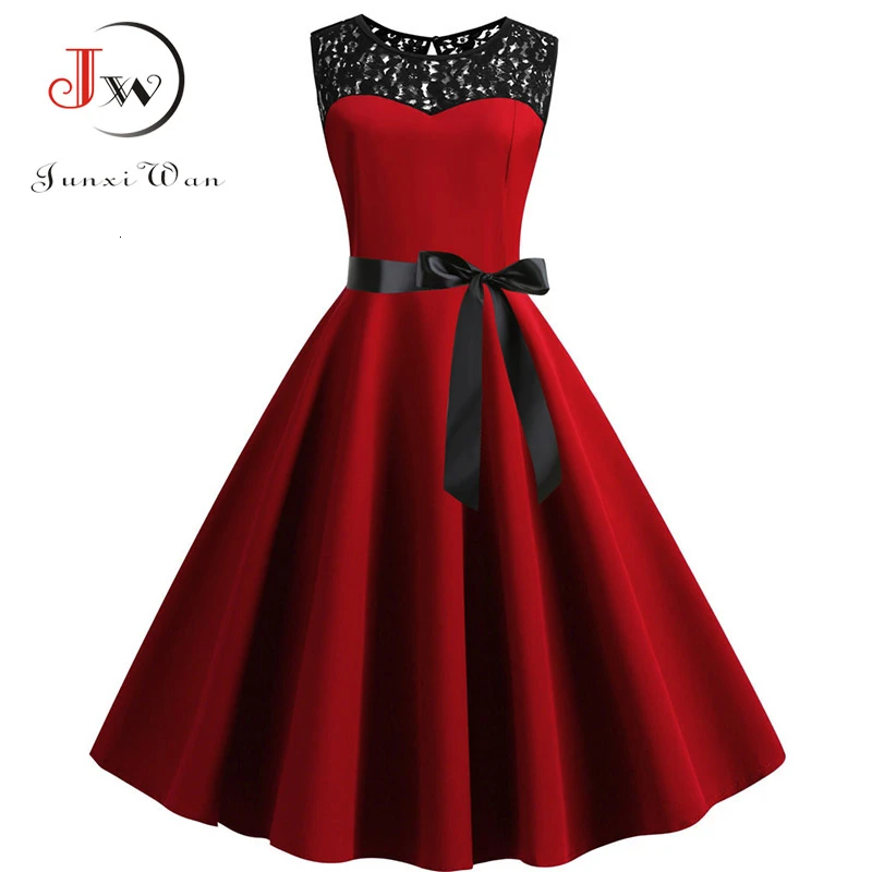 Летнее Кружевное платье-Винтаж платье Для женщин 2019 Vestidos ретро Цветочный принт