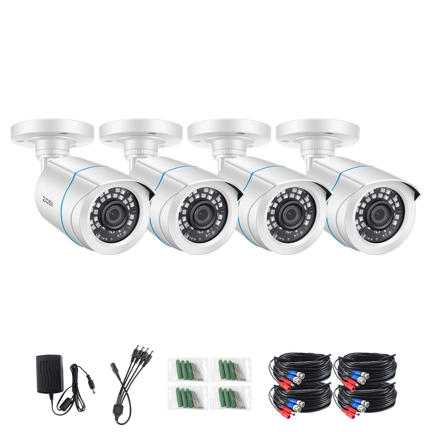 ZOSI 4 шт. HD 1080P TVI CCTV Bullet видео камера 1MP CCTV Камера Безопасности ИК Крытый Открытый IP66