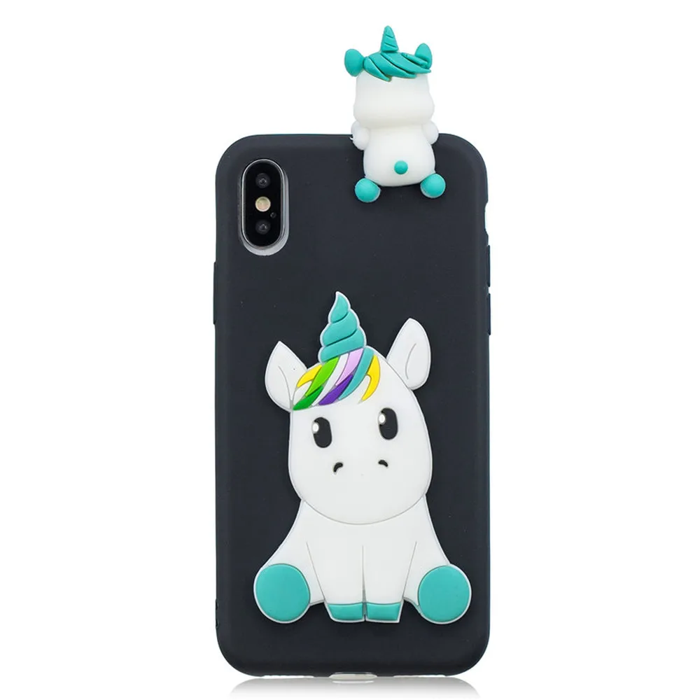 Silicone Cases for iPhone 11 Pro X XS MAX XR 8 7 6S 6 5 5S SE 3D Cute Dolls Toys Soft Back Cover Cartoon Animal Unicorn Bear |