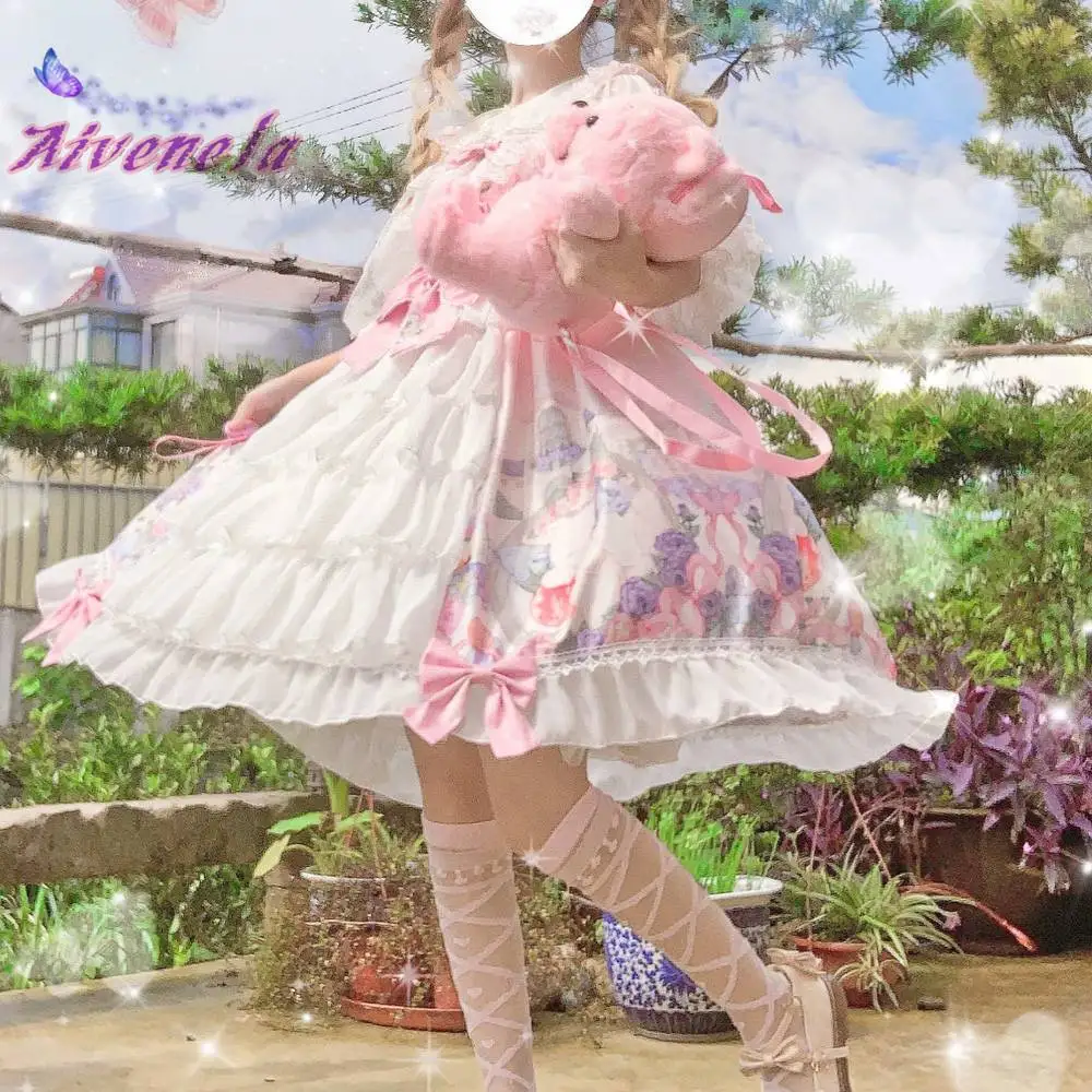 Милое Платье Лолиты мягкое платье с оборками для девочек JSK платья на бретелях