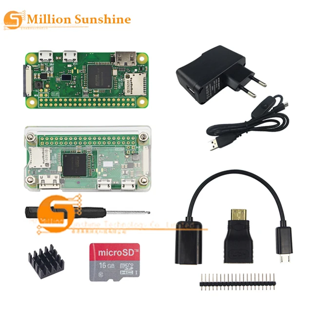 Raspberry Pi Zero W Kit + Официальный чехол камера Кабель Micro OTG головка GPIO мини адаптер HDMI SD