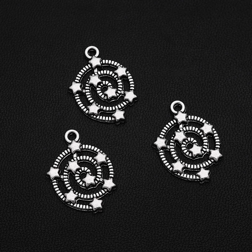 

10pcs/Lots 16x21mm Antique Silver Plated Shooting Stars Galaxy Charms Whirlpool Pendants For Jewelry Finding Making Accessories