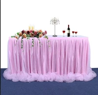 home decoration table skirt handmade tulle tablecloth for party wedding birthday party baby shower chiffon gauze bridal veil