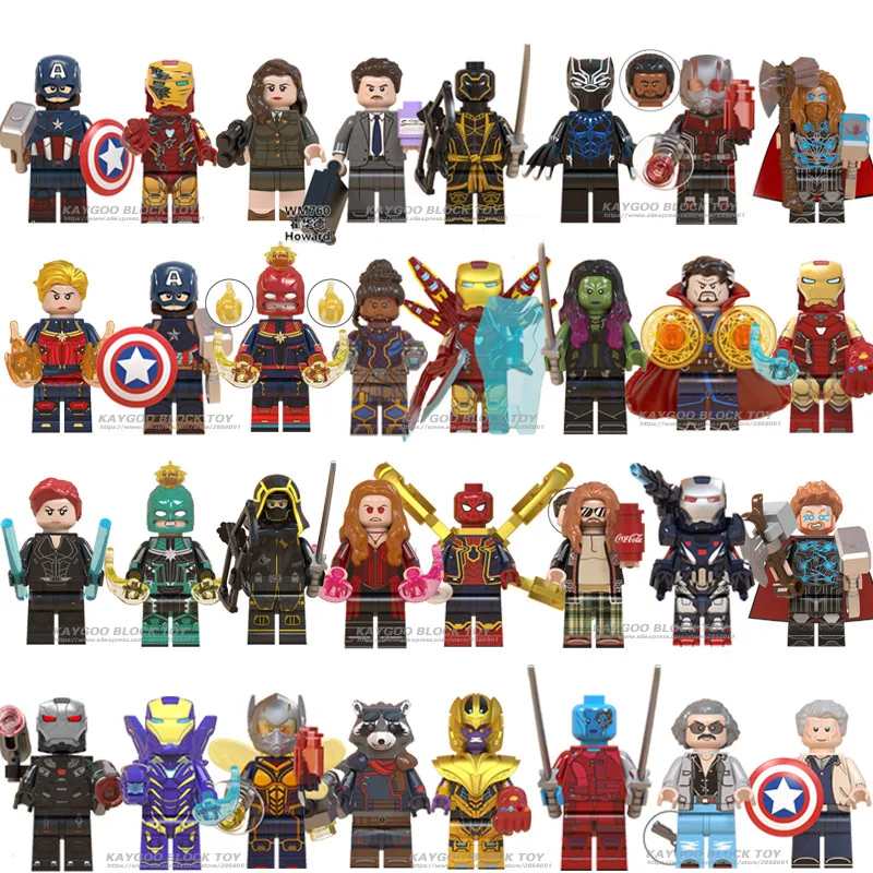 Фигурки супергероев из мультфильма Марвел мстители 4 Legoings Железный человек Халк