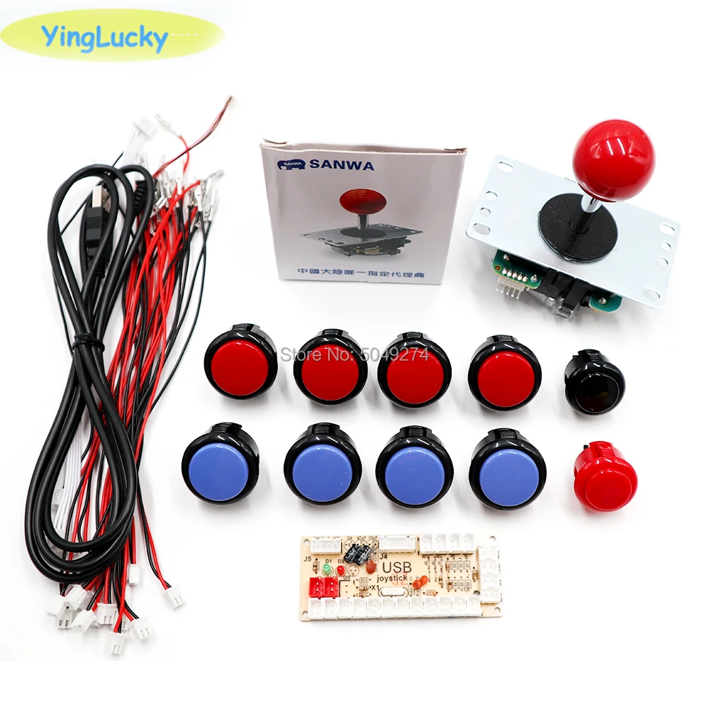 Sanwa Джойстик 8YT, OBSF 24 мм, Комплект Аркады своими руками, аркадный джойстик DIY Kit, USB кодировщик для ПК, для Аркады MAME& Raspberry Pi 3B