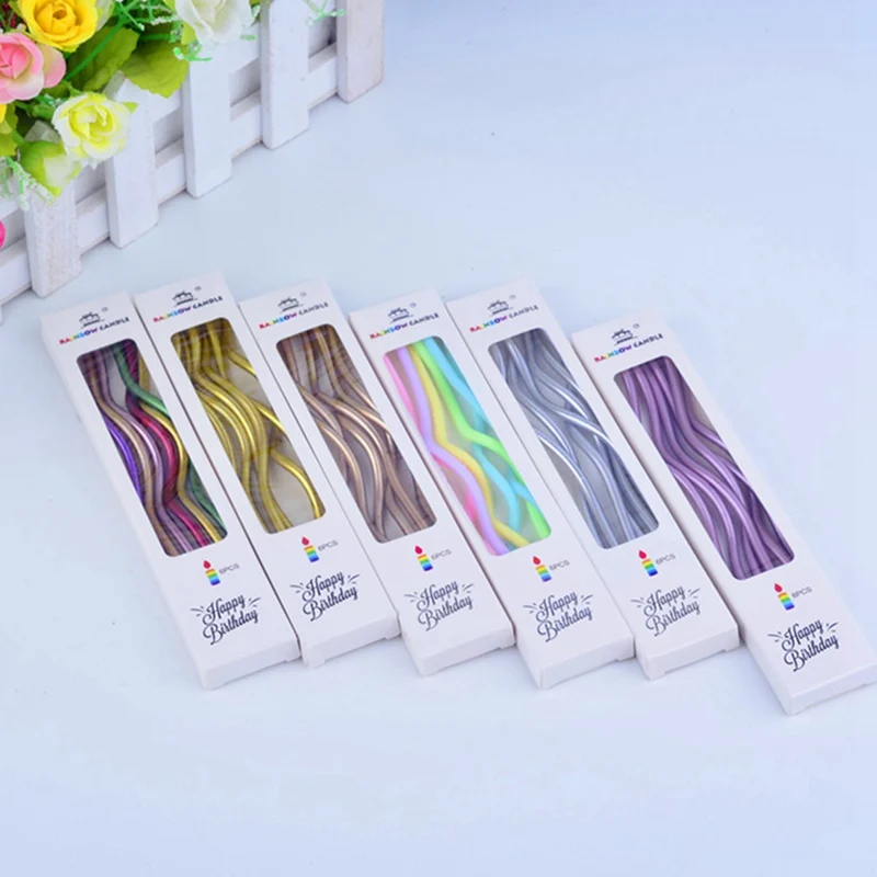 Креативная Резьбовая свеча 6 шт./лот изогнутая спиральная Свеча для торта длинная