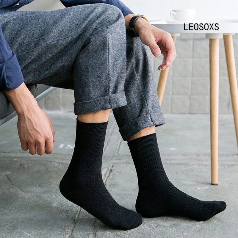 Men Cotton Socks Set 5 Pairs Black Medium Socks Male Business Socks Sports Breathable Long Socks Comfort Large Man Socks Hose