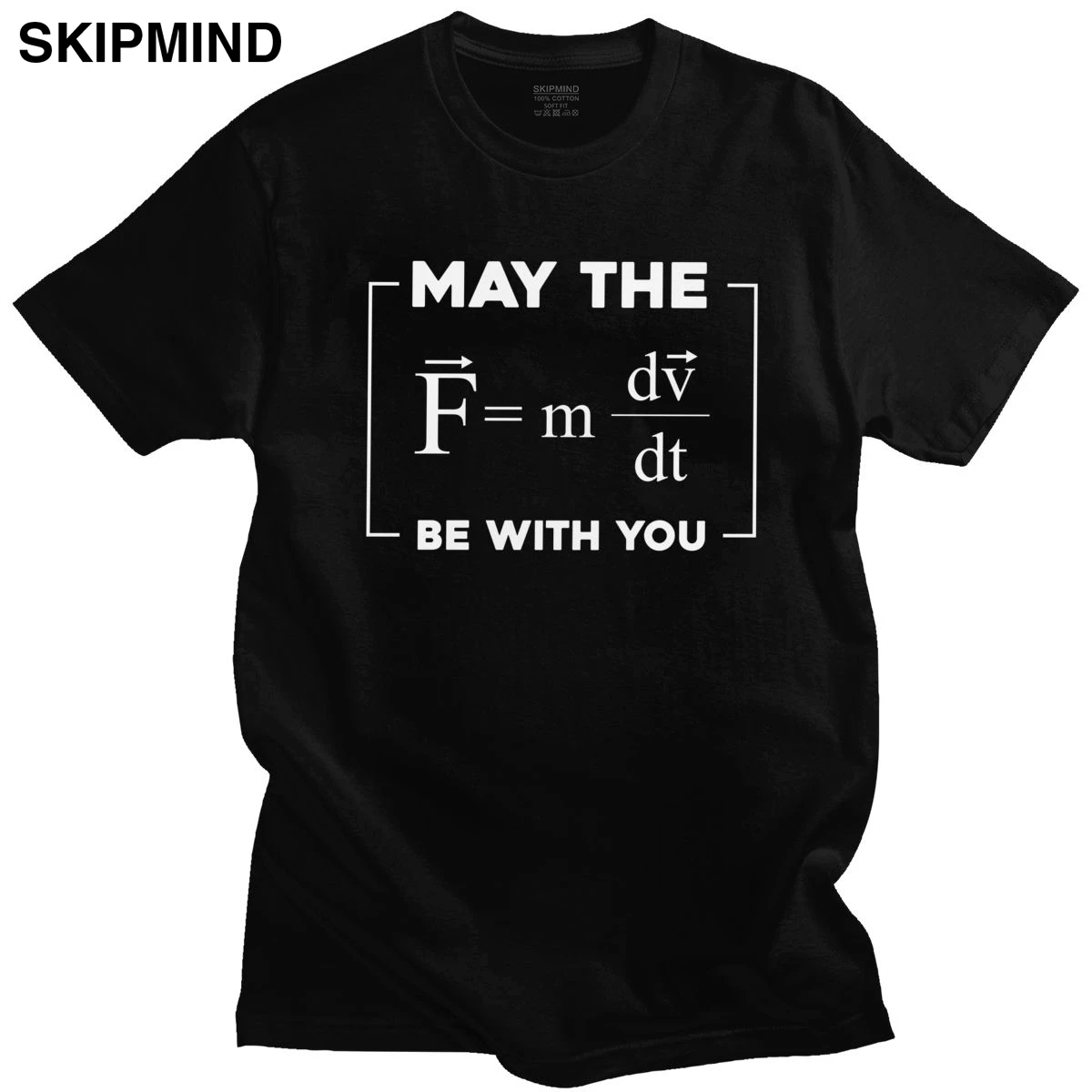 

Красивая футболка с надписью May The F = mdv Dt Be With You, хлопковая футболка с короткими рукавами, забавная футболка в научном стиле, футболка с матем...