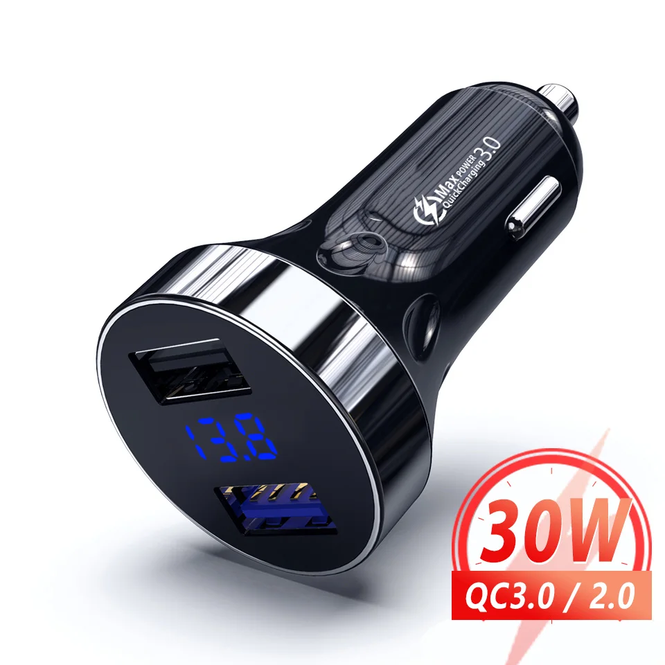 Автомобильное зарядное устройство 3 0 A с двумя usb портами быстрая зарядка QC