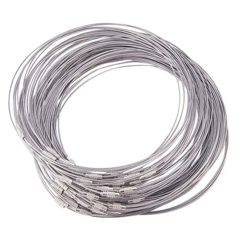 10Pcs/Lot 46cm 1mm Stainless Steel Wire For Jewelry Making With Lobster Clasps Memory Rope Chain Choker Necklace DIY Accessories
