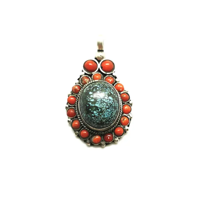 Тибетские кулоны Медная Инкрустация улучшенная бирюза Непальские Винтажные