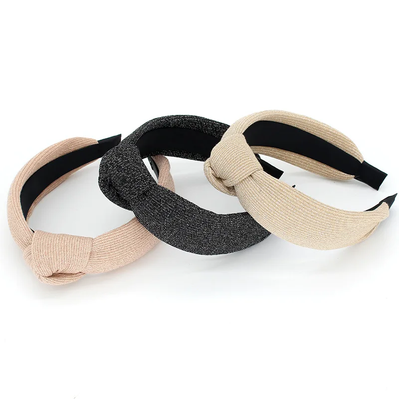 Повязка на голову Geebro Женская однотонная мягкая модная головная повязка с узлом