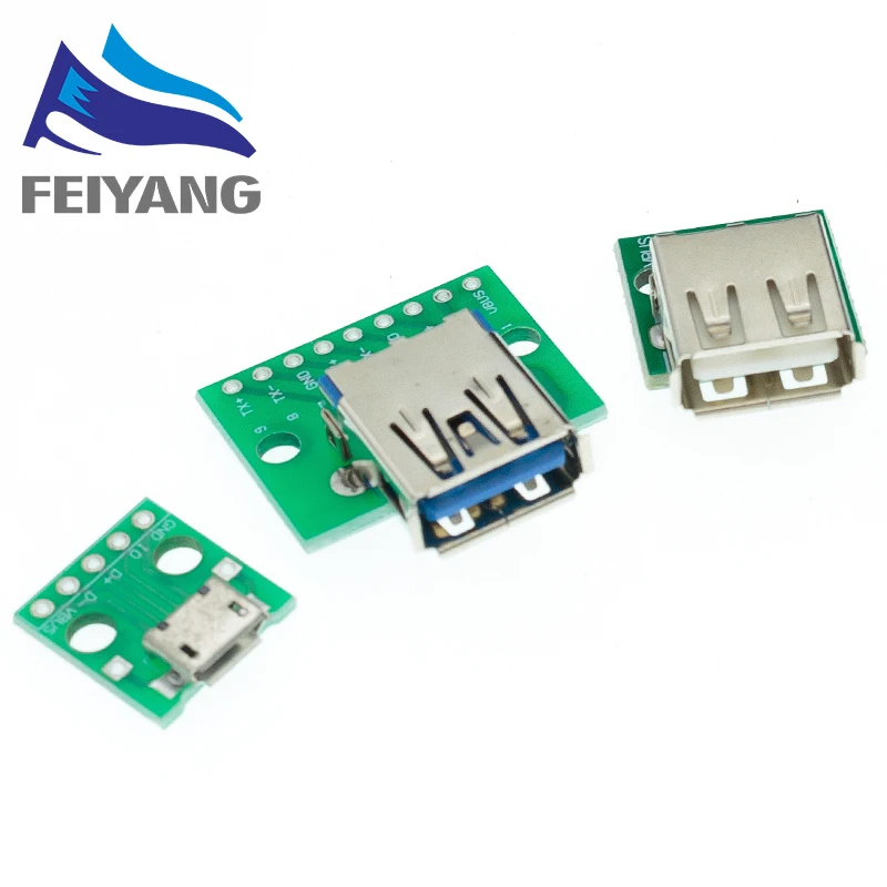 5 шт. USB штекер/мини микро к DIP адаптер гнездовой разъем 2 54 Разъем B Type-C USB2.0 3 0