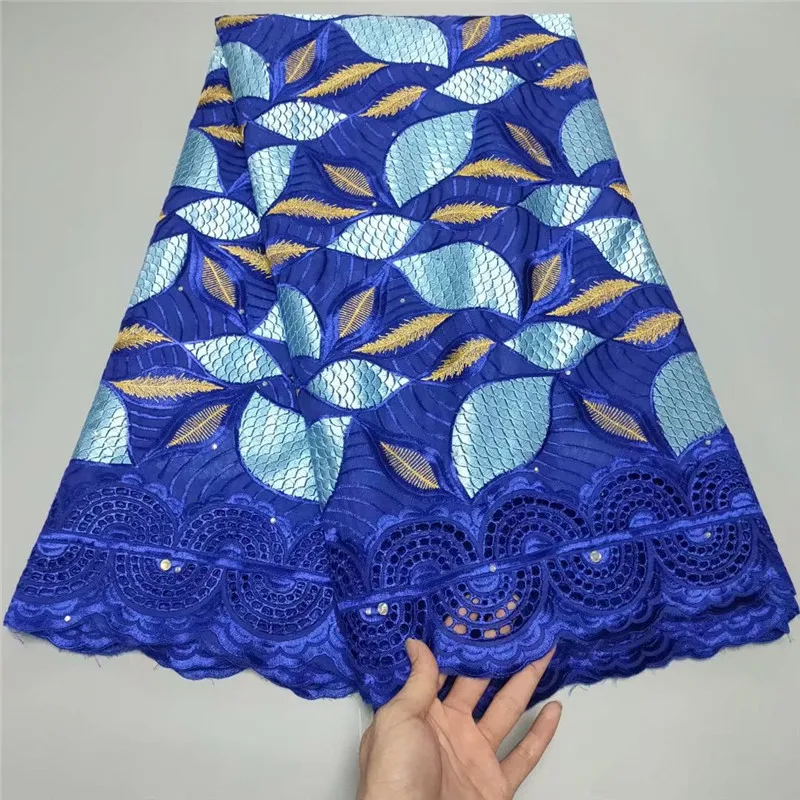 

5 yard Swiss lace fabric 2021 latest heavy beaded embroidery African cotton fabrics Swiss voile lace popular Dubai style 1L09053