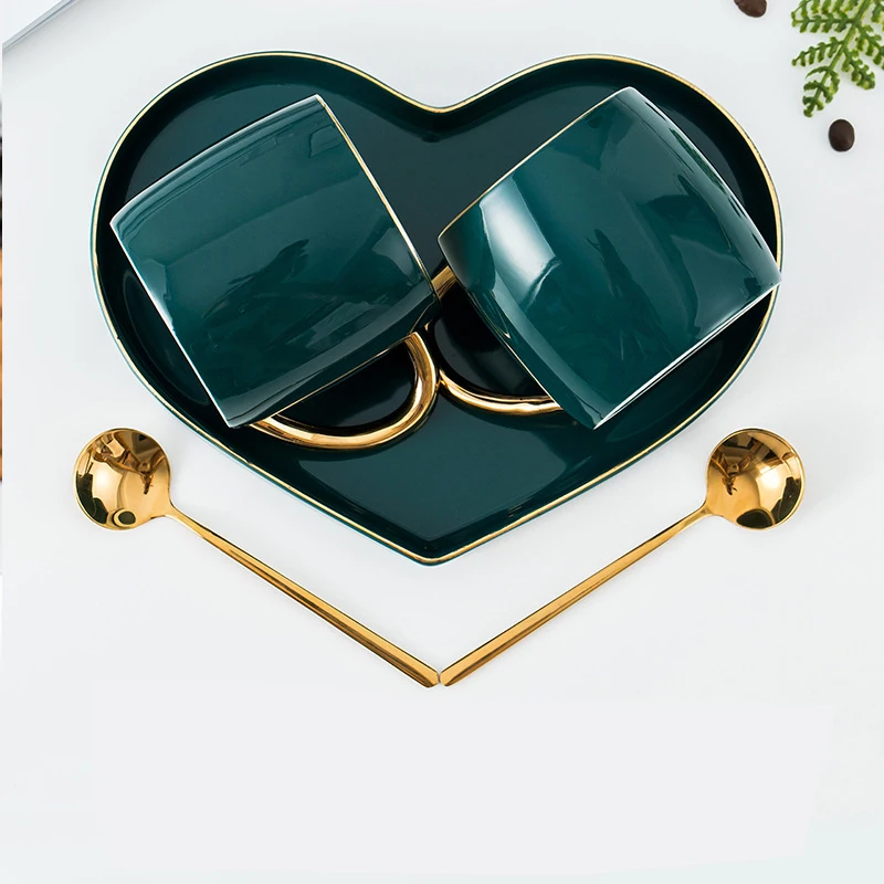 Роскошные керамические стаканы с ложкой для кофе молока|Кружки| |