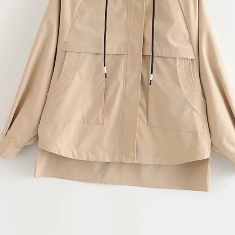 

HWLZLTZHT Korean Style Fall 2020 Women Clothing Hooded Outerwear Women Windproof Jacket Plus Size Women's Coat Bomber Jacket