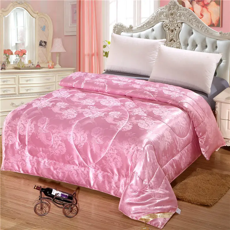 

Rushed Luxury Silk Comforter Jacquard Bed Duvet Weighted Blanket Winter Quilted Quilts Twin Size Textiles Queen Full King Home