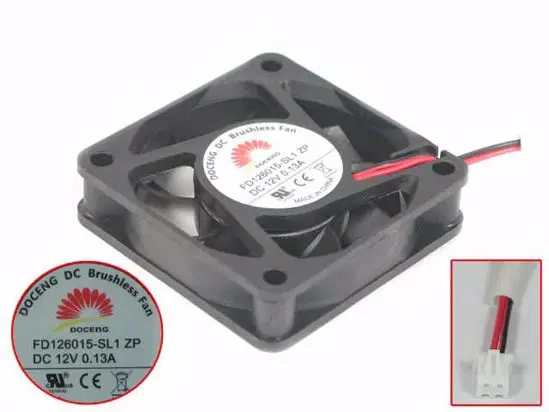 DOCENG FD126015-SL1 DC 12V 0.13A 60x60x15mm 2-проводной Вентилятор охлаждения сервера