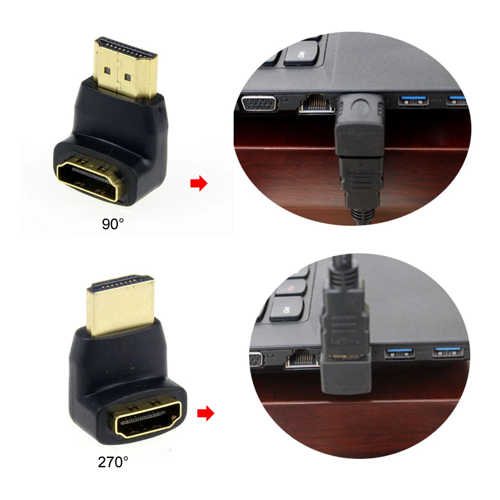 Конвертер HDMI Mini Micro Кабель-адаптер 90/270 градусов M/F в F/F Micro-HDMI штекер-гнездо |