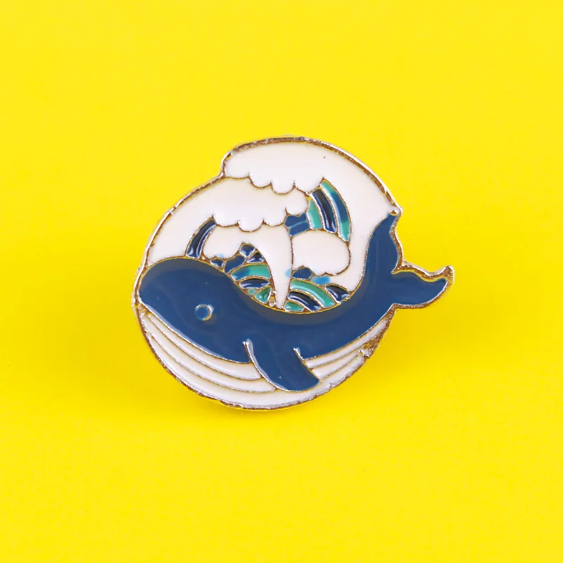 Броши с мультяшным дельфином и Китом для женщин мужчин эмалированные булавки