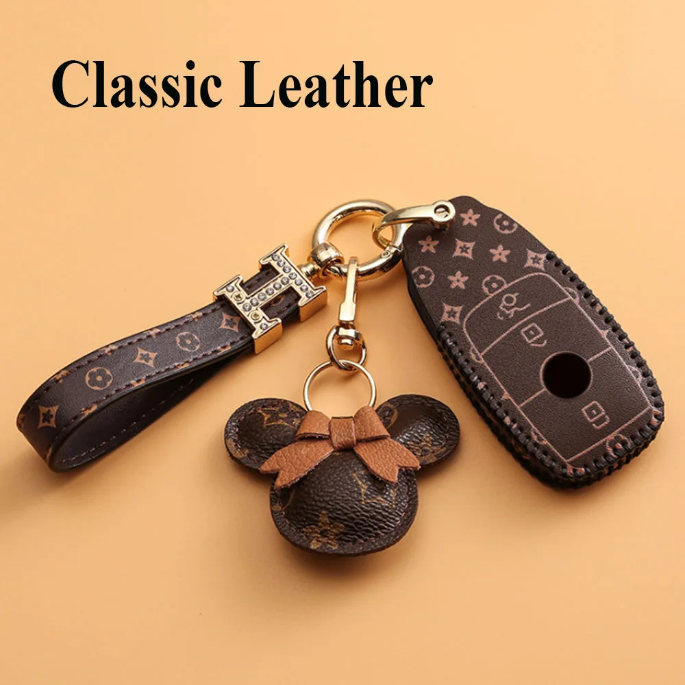 

Leather Car Key Case Cover Keychain For Mercedes Benz E A B C S Class Car Key Shell For Mercedes GLC CLA GL W204 W221 W212