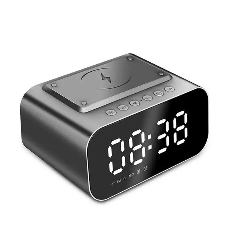 

Wireless Charger Alarm Clock LED Smart Digital Clock Table Electronic Bluetooth-Compatible Speaker FM Radio USB Fast Charging