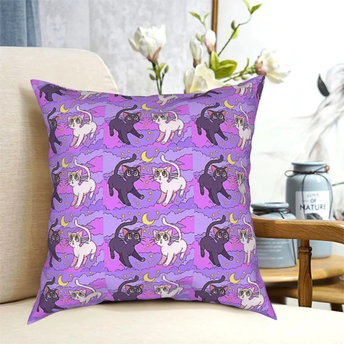 

New Sailor Moon Cats Throw Pillow Cushion Cover Decorative Pillowcases Case Home Sofa Cushions 40x40,45x45cm(Double Sides)