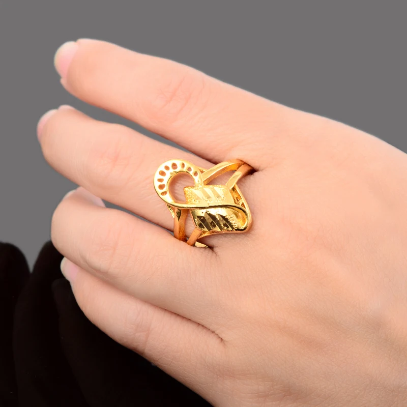 Hot New 2018 Fashion Gold Rings 24k Color Trendy Jewelry For Women Wedding Party Wholesale Promotions JR061 | Украшения и