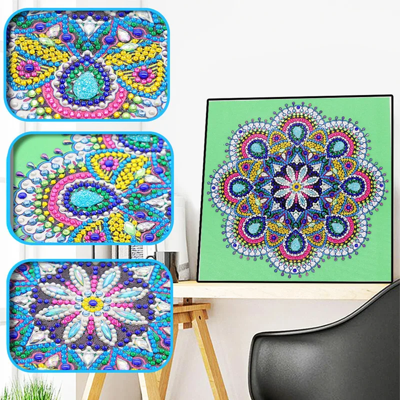 В форме алмазов картина с изображением цветка мандалы современные картины DIY 5D