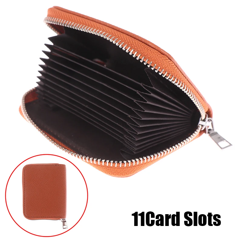 

1Pc Business Card Holder Leather Credit Card Holder Card Case Zipper Coin Purse