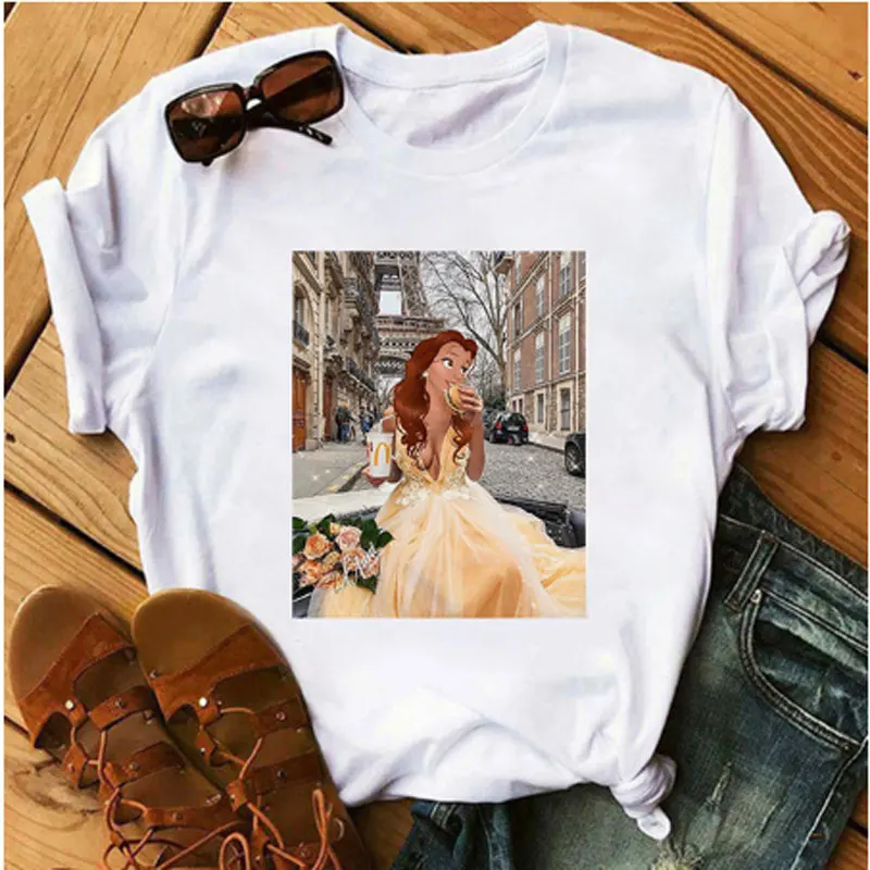 Lovers Vogue Princess Kawaii Harajuku T Shirt Women Cute Anime T-shirt Funny Cartoon Graphic Tshirt 90s Fashion Top Tees Female | Женская