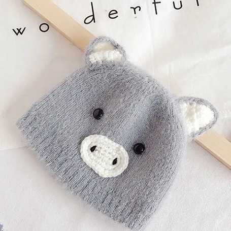 2019 г. милый колпачок для детской шерсти с рисунком поросенка шапка новорожденных