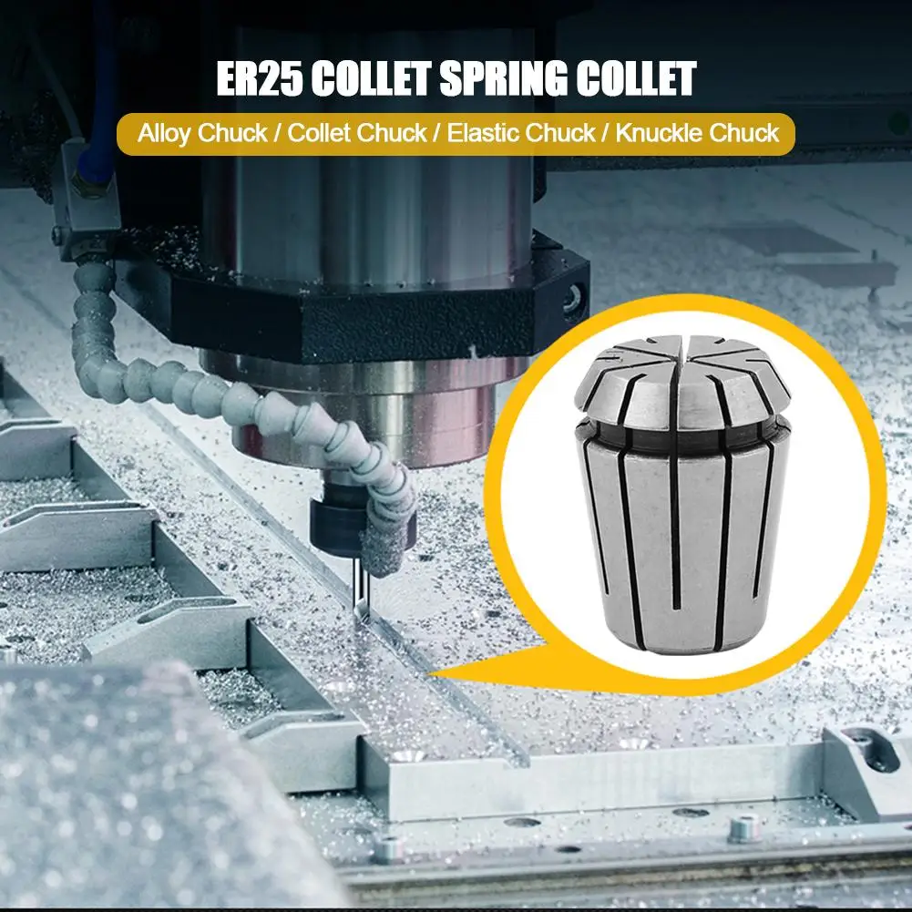 

ER25 CNC Machine Tool Holder Good Elasticity High Clamping Force Workholding Elastic Spring Collet Mill Lathe Tool 3.5x2.5x2.5cm