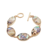 b2451 faceted big abalone shell resinstone chain link bracelets for women mother day gift fashion chunky jewelry