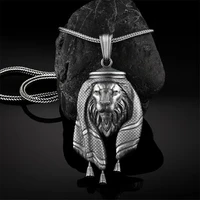 mens lion necklace arabian lion head pendant necklace with 25 5chain hip hop lion tag necklace lion jewelry gift men%e2%80%99s gift