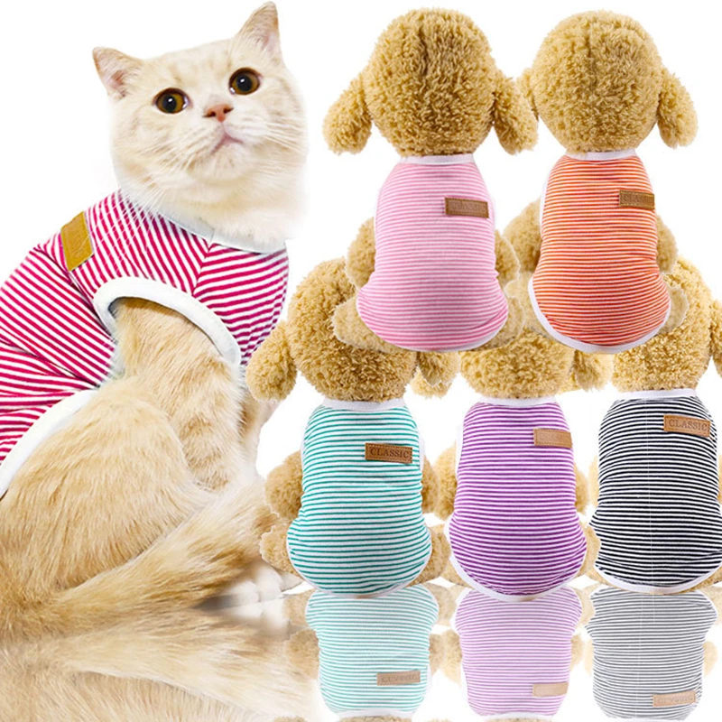 

Summer Pet Dog Clothes Cotton Striped Vest T Shirt Dog Clothing for Dogs Puppy Outfit Shirt Small Pet Chihuahua Clothes
