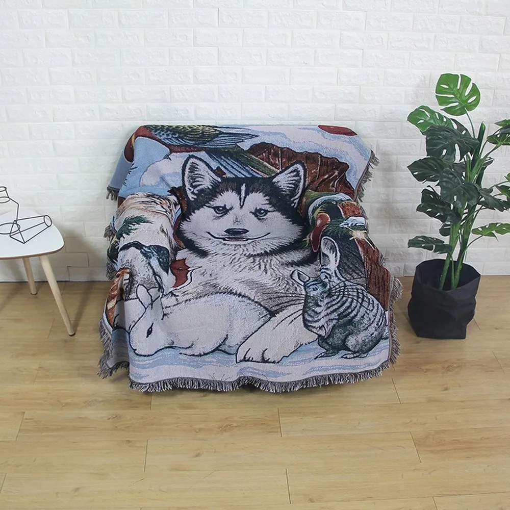 Фото Высококачественное домашнее одеяло из хлопка с животными украшение в стиле Высококачественное домашнее одеяло из хлопка с животными украшение в стиле