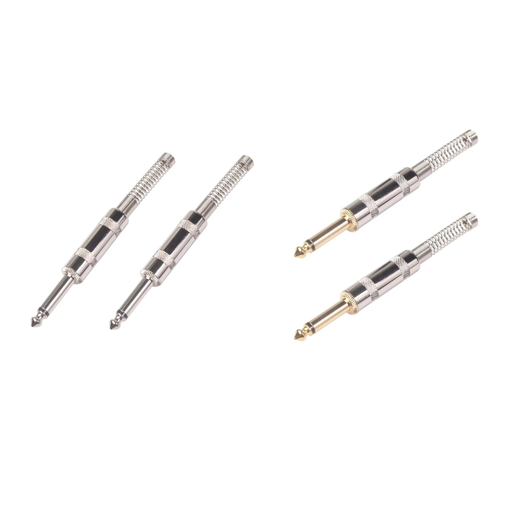 

2x 1/4inch TS 6.35mm Mono Plug for Speaker Microphone Guitar Bass Audio Cables