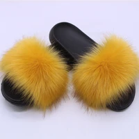 summer womens explosion models imitation fur fox fur fashion simple luxury indoor non slip fur fluffy flat bottom fox sandals